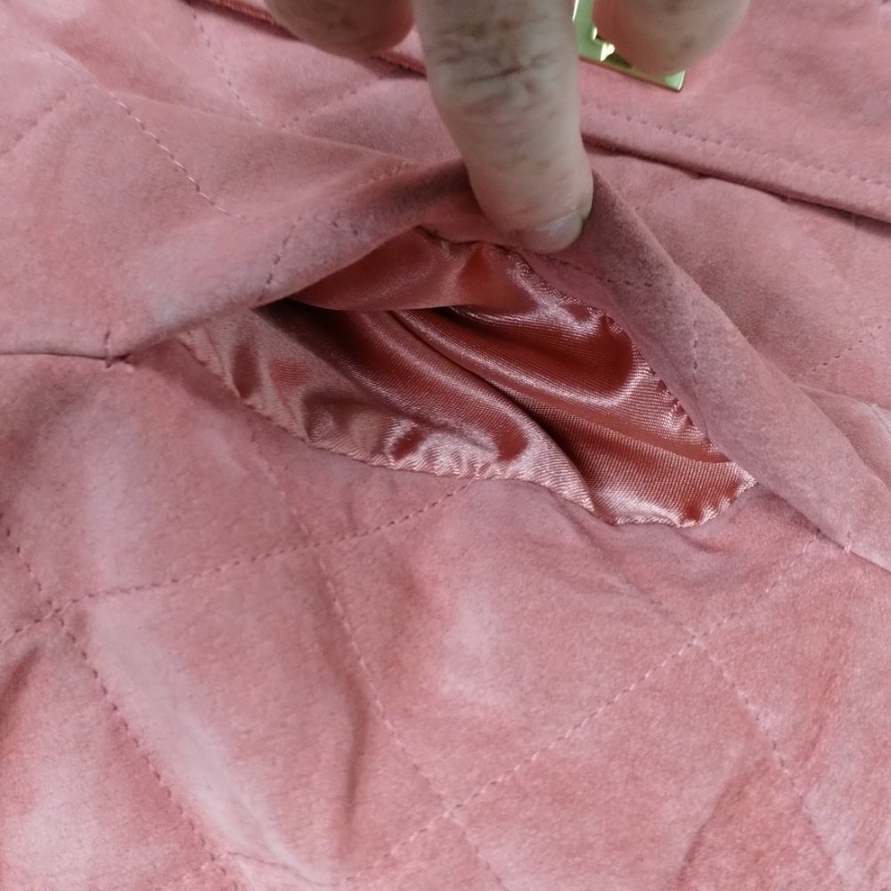 Jerry Lewis 100% Genuine Leathar Jacket Women's Quilted Pink Suede Sz Med - Picture 9 of 16